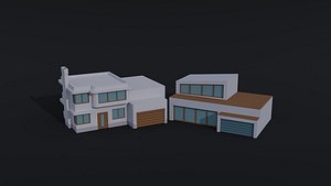 Low-poly Cartoon Hi Tech simpsons house Polygonal Style 3D