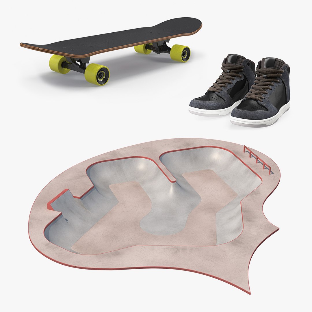 Skateboarding Equipment Collection 3D model preview