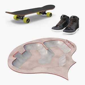 3D skateboarding equipment skate boarding model