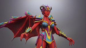 Animated Stylized Low poly Game Ready Succubus Princess Character