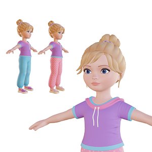 3D Cartoon girl blonde model