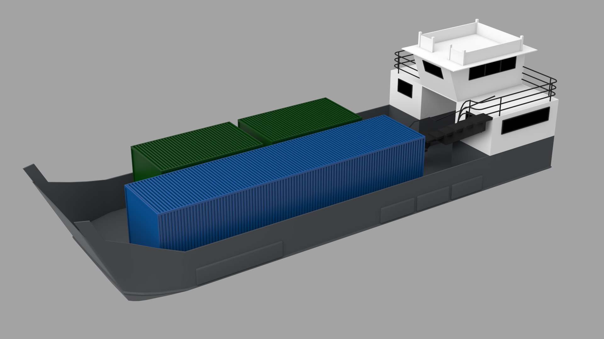Small Landing Barge With Container 3D Model - TurboSquid 2384414