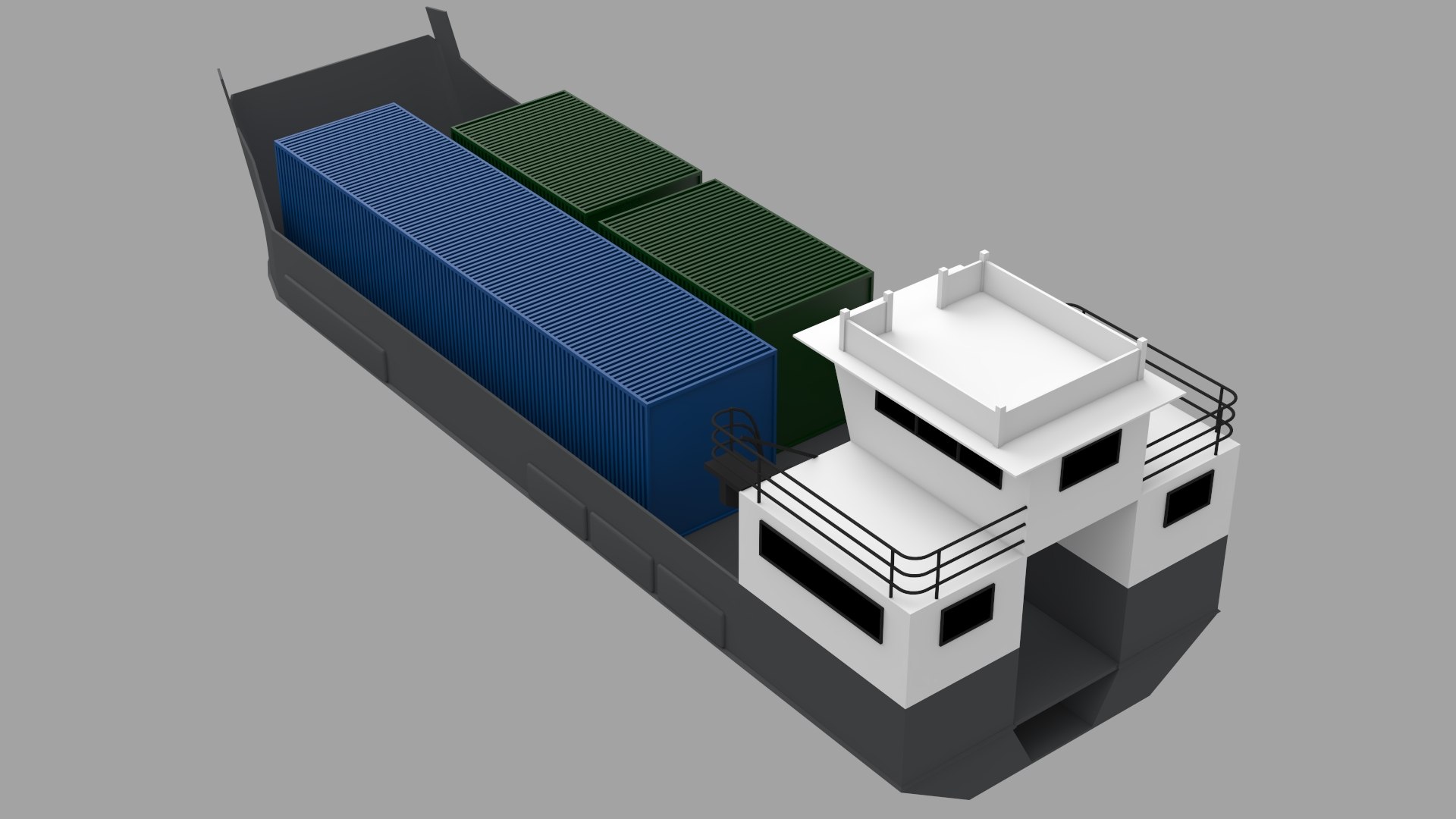 Small Landing Barge With Container 3D Model - TurboSquid 2384414