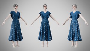 Dress 45 Teal Blue 3D model