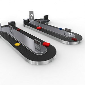 3D Two Side Airport Baggage Carousel Conveyor model
