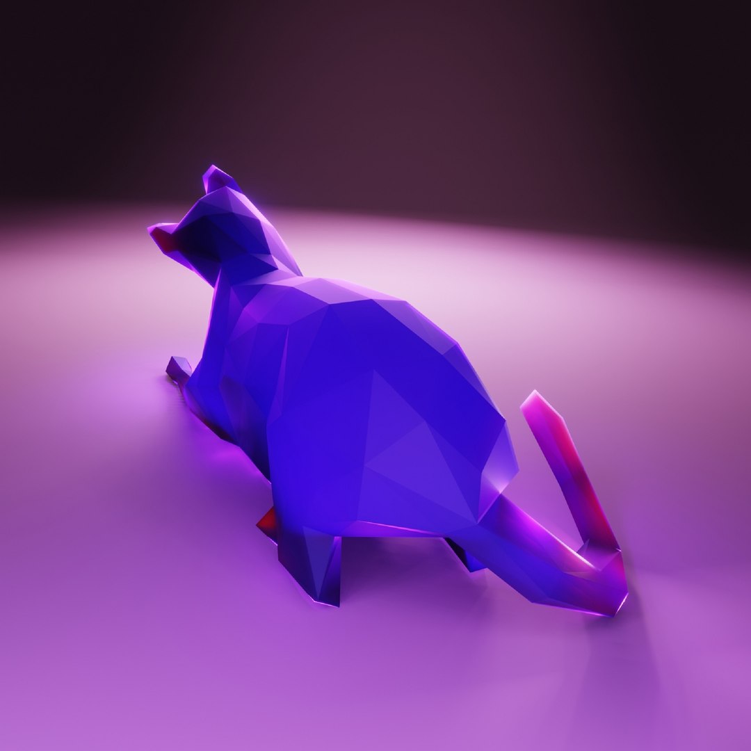 3D Cat Licking Paw Low Poly - TurboSquid 1936945