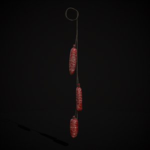 Hanging Smoked Pork Sausage 3D