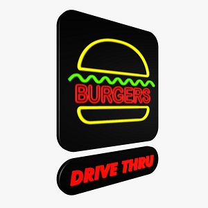 neon burger sign 3d 3ds