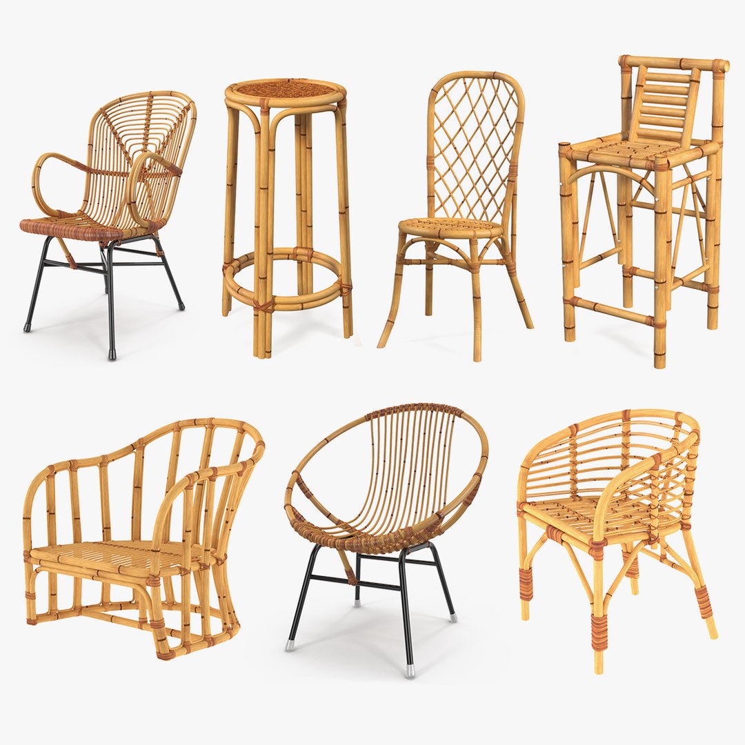 Bamboo Chairs Collection 4 3D model preview