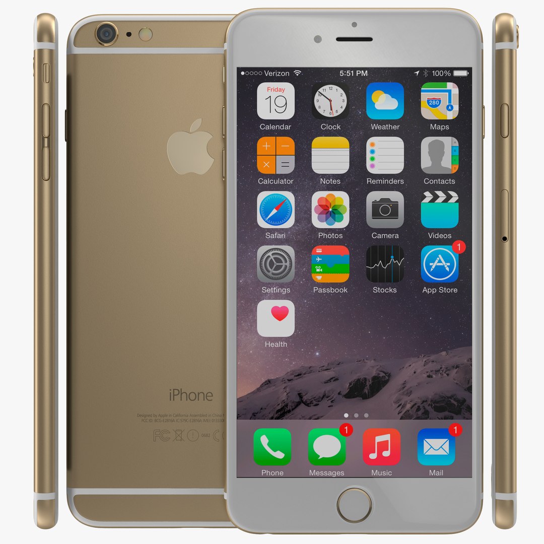 iPhone 6 Plus Gold 2 3D Model 3D model preview