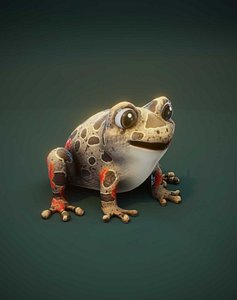 3D Cartoon Red-legged Frog Animated 3D Model