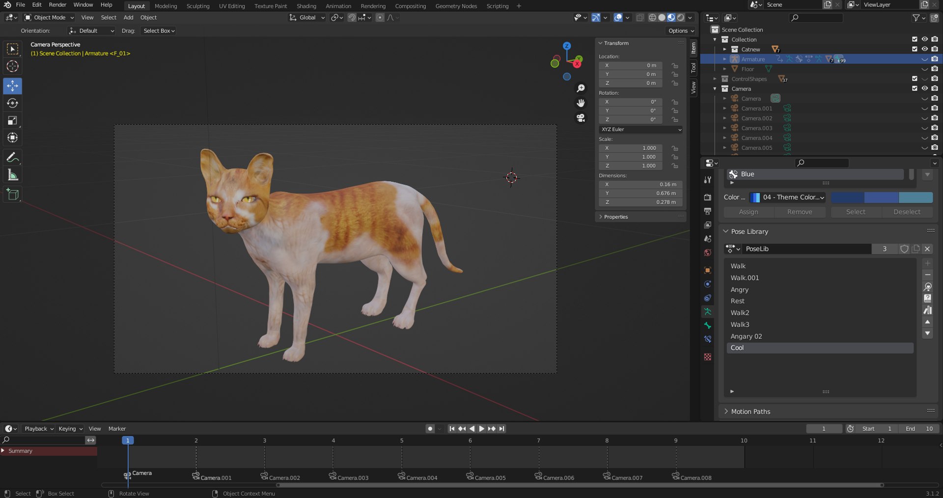 3D Fur Cat Calico V02 Rigged and Animated model - TurboSquid 1981428