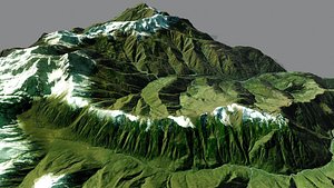 Mountain landscape and village Tskhumaldi 3D model