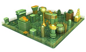 Circuit Board City 3D model