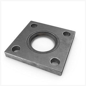3D model Square Flange Metal Armor With Rubber  PBR