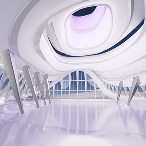 3D Sci fi Futuristic Exbition Interior 3D