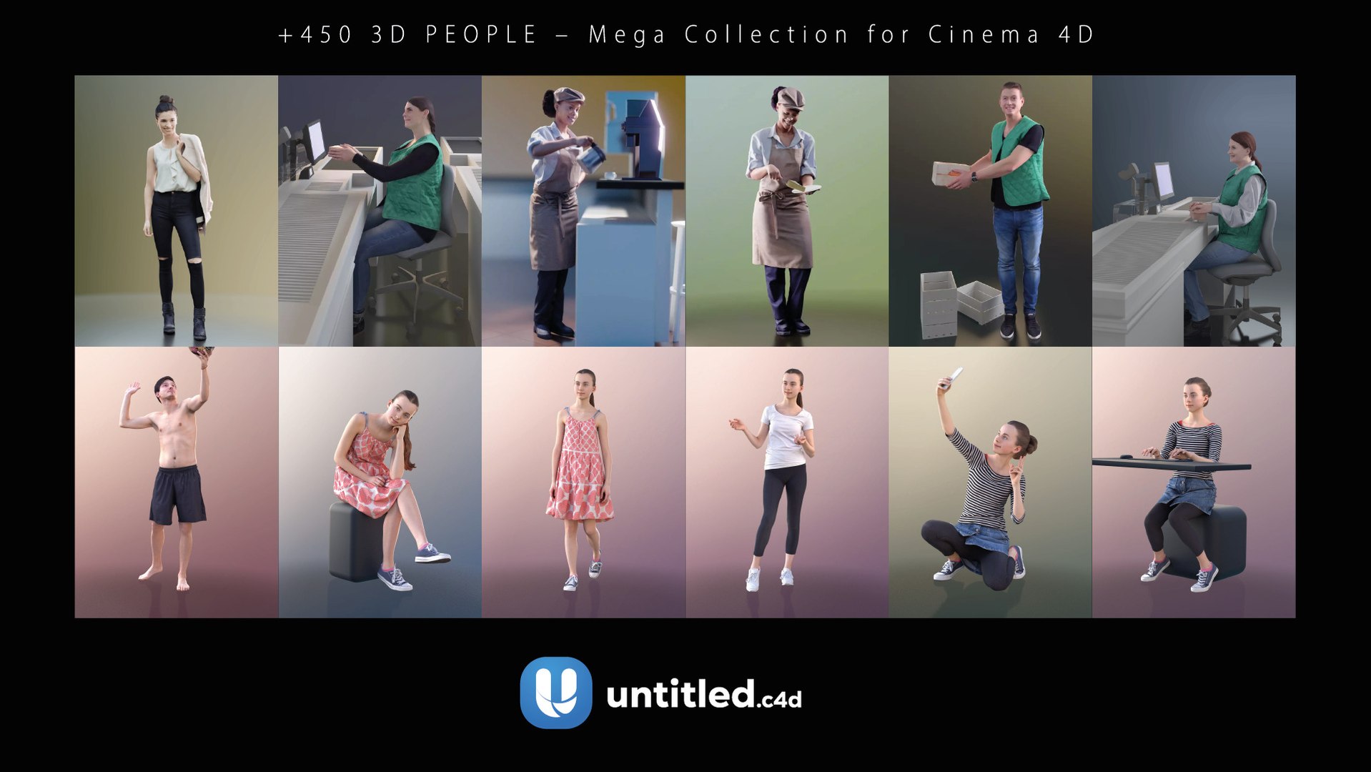 450 3D PEOPLE - Mega Collection For Cinema 4D 3D - TurboSquid 2361695