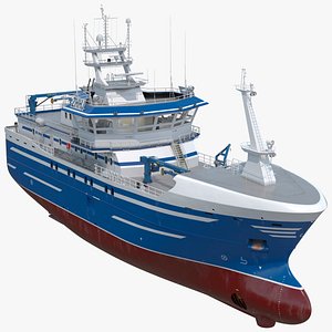 3D model Longline Fishing Vessel Blue