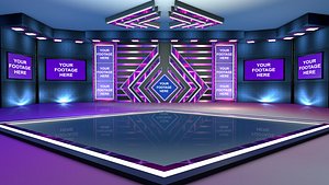 pink blue virtual set 3D