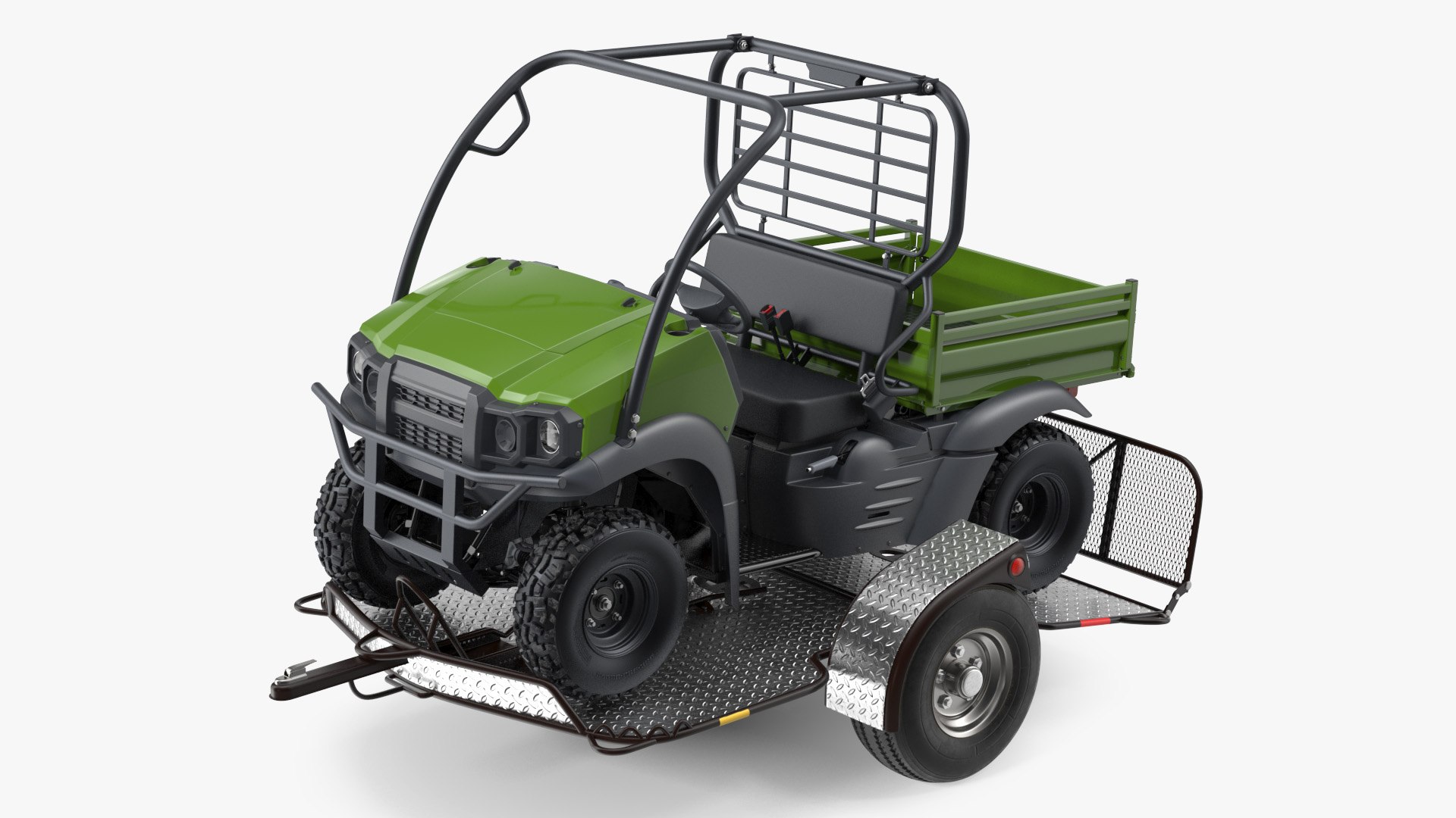 ATV Trailer with 4x4 Quadrocycle 3D model preview