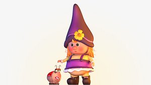 Gnome girl and ladybug 3D model