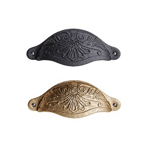 3D Cabinet or Drawer Bin Pull Black Iron Cup