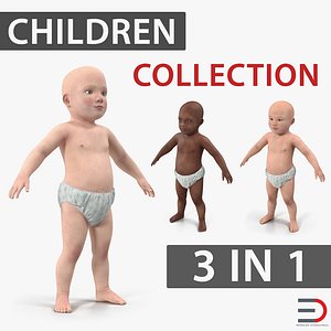 children african american 3D model