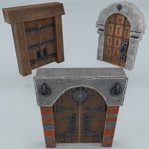 3D set door wall model