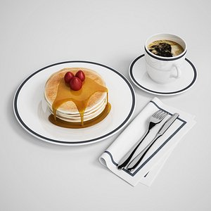 3d pancake breakfast model
