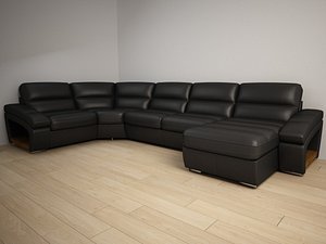 3d model corner couch leather