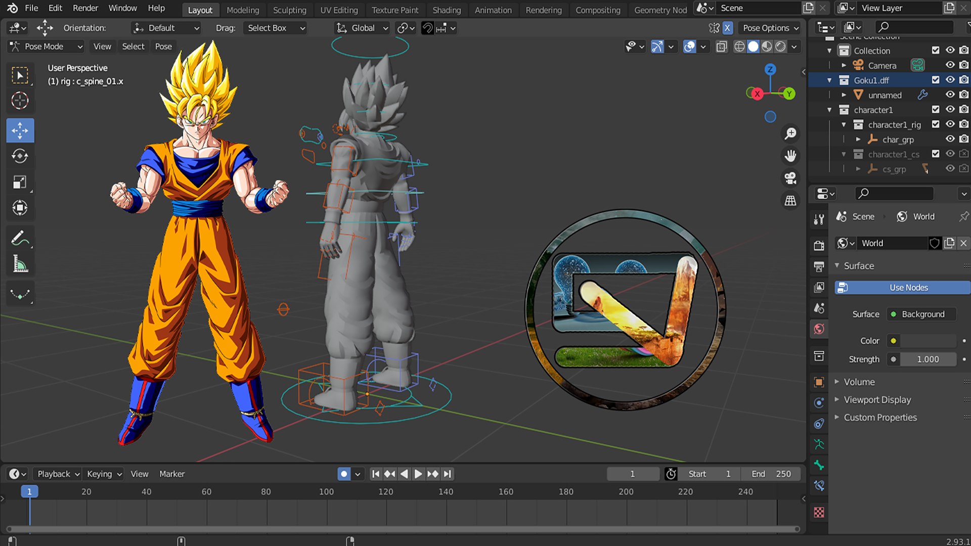 3D Goku SS1 Blender 3d Model Rigify With Faceno Color Model ...