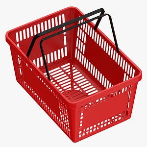 Hand Carry Shopping Baskets Plastic Handle Single Red Black Blue and Green 3D model