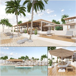 3D Beach Club Resort Exterior model