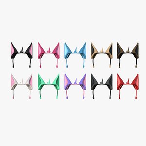 3D model 10 Furry Ears Tiara D Collection - Headband Character Design