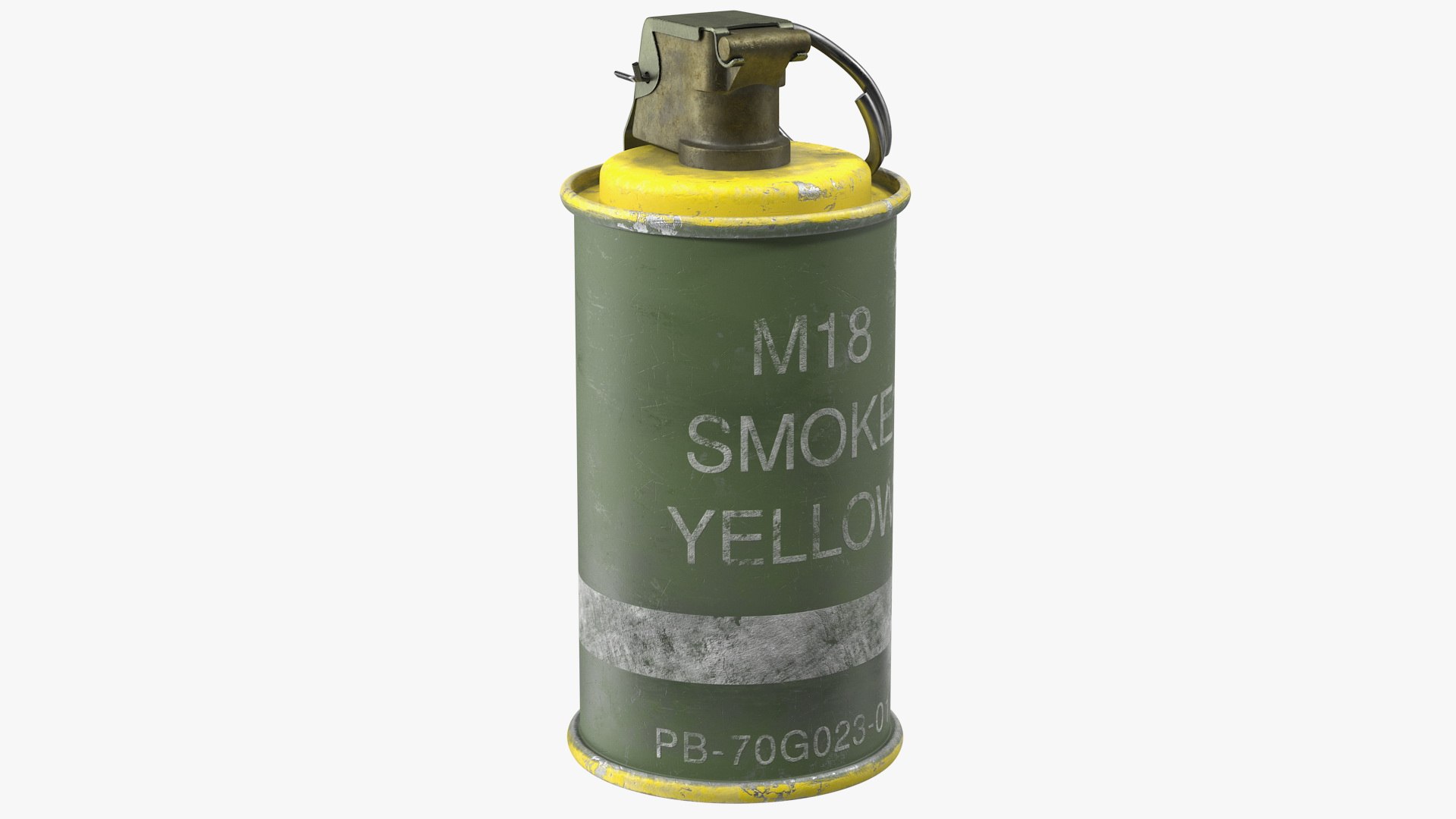 M18 Smoke Grenade Yellow Old 3D model preview