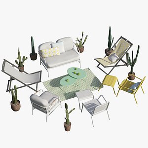 garden furniture cactus set 3D
