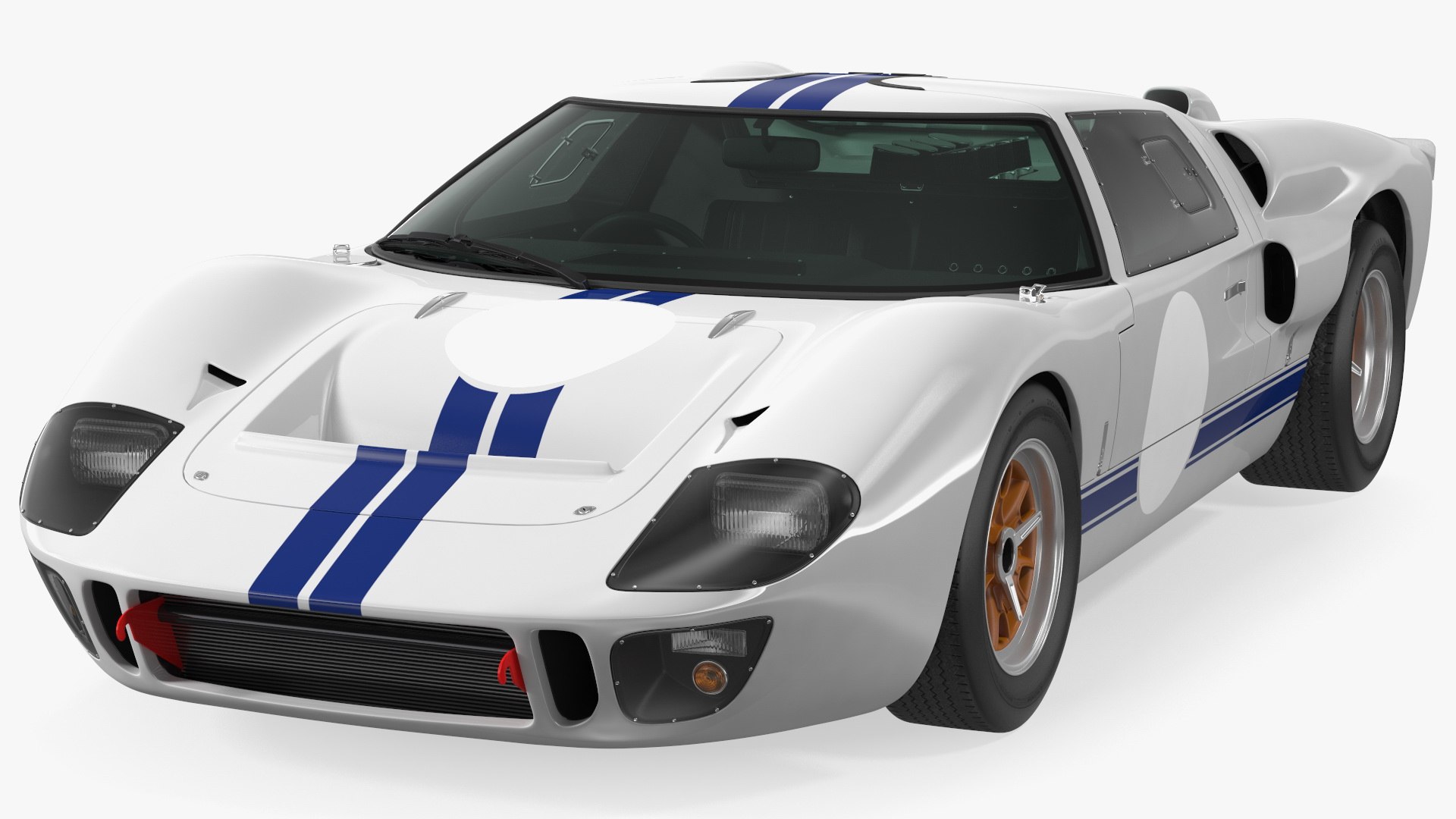 Classic Racing Car White Simple Interior 3D model preview