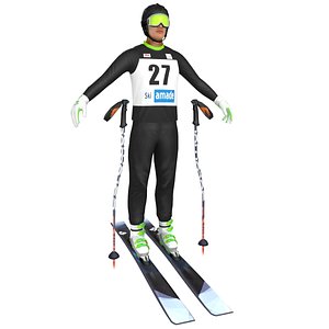 skier ski 3D model