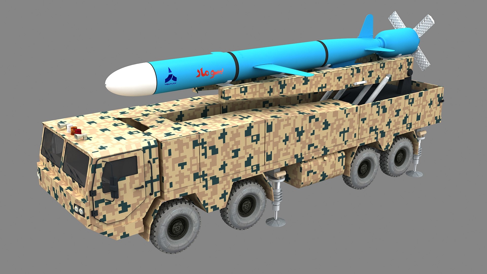 Soumar Cruise Iranian Missile Launcher Vehicle 3D model https://p.turbosquid.com/ts-thumb/LE/X6P0KW/38/soumariranianmissilelaunchervehicle0006/jpg/1765949682/1920x1080/fit_q87/bf44fe6cbd1ee8b2efd27bcb78dfd487b8ef3c7a/soumariranianmissilelaunchervehicle0006.jpg