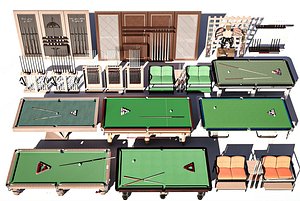 Billiard Table Pool Table Billiard Rack with Cues and Accessories