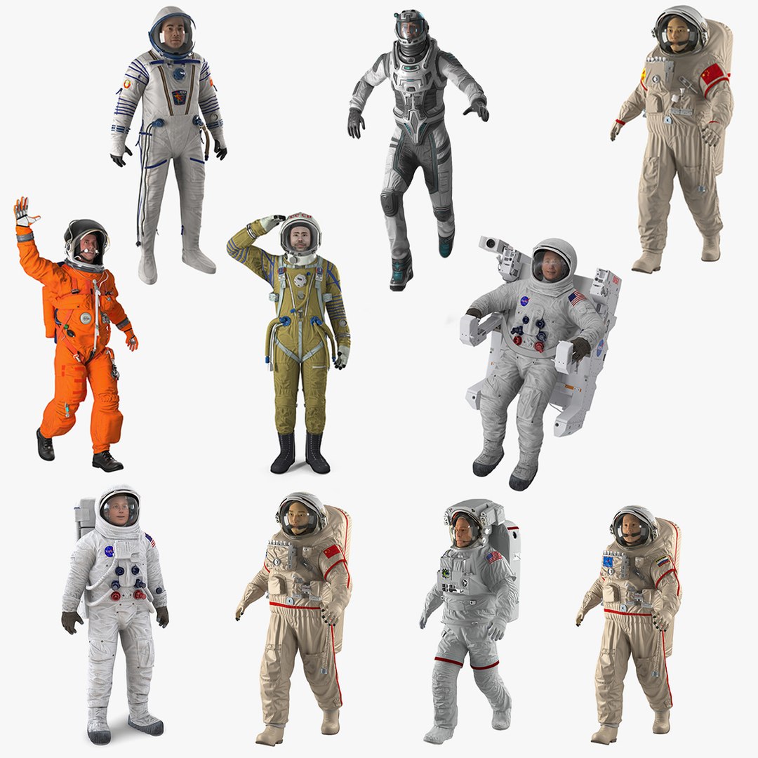 Rigged Astronauts Collection 5 3D model preview