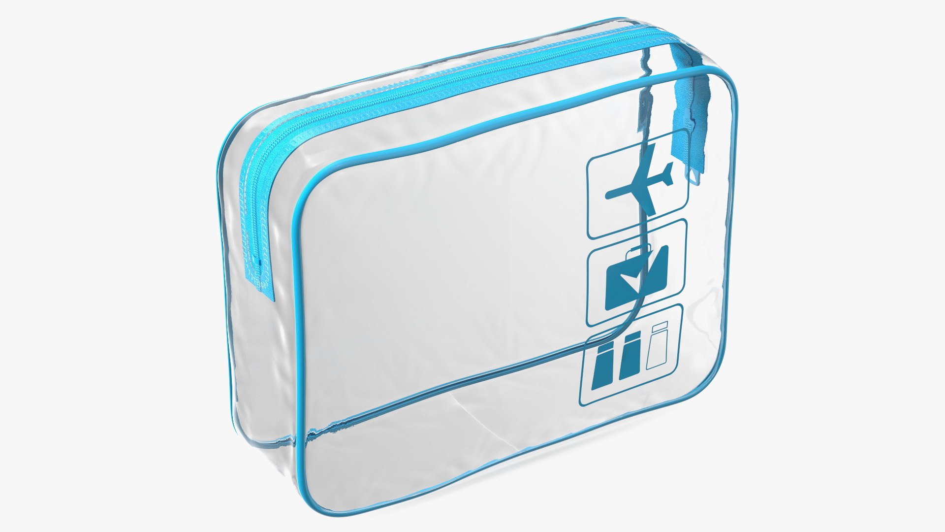 Clear Travel Toiletry Bag Blue 3D model preview