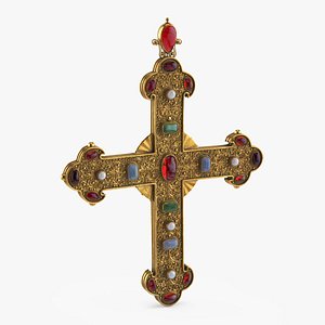 3D Liturgical Bishop Cross Gold
