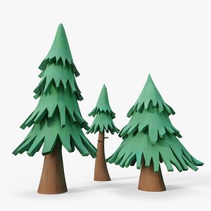 3D Stylized Spruces model