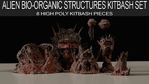 Bio-Organic Alien Structures Kitbash 3D Assets 3D model