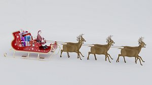 Santa on sleigh with reindeer