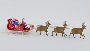 Santa on sleigh with reindeer