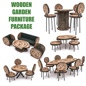 wooden garden furniture package model