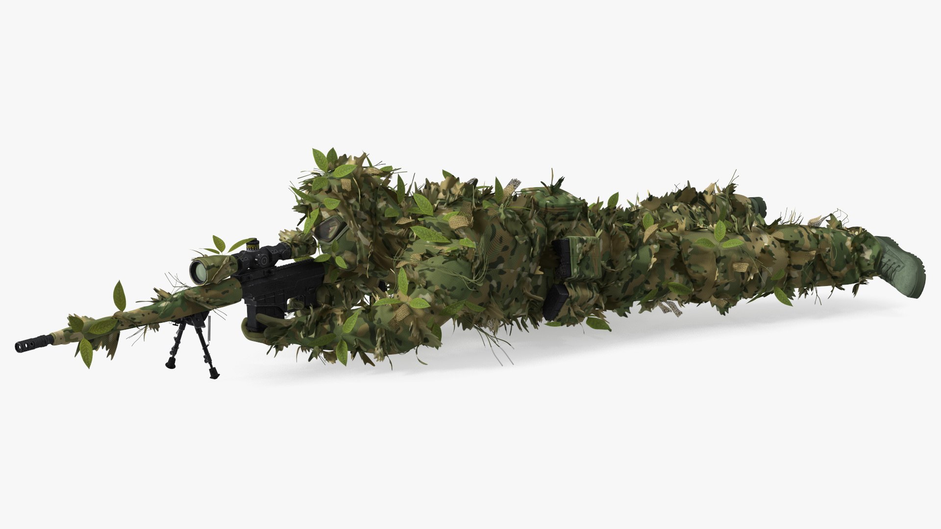 Soldier Shooting Position Wood Camo 3D model preview
