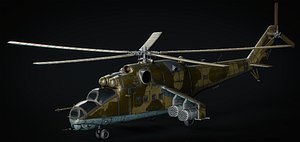 HELICOPTER Mil Mi-24V Hind Unreal UE5 ready 3D model